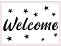 Welcome style bobo balloon sticker with black cursive font and red border accents - welcome2 / Black