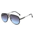 Classic aviator sunglasses with matte black frames and blue-purple gradient lenses - Black Frame Grey Blue Lens
