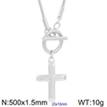 Silver stainless steel cross pendant with snake chain, 500mm length and 1.5mm width - Steel Color (KN236383-Z)