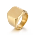 Minimalist gold square signet ring with polished mirror finish and heavy solid metal build - US 9 / Gold (KR103679-KFC)