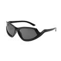 Gafas de sol deportivas negras aerodinámicas con montura envolvente y cristales oscuros - Montura Negra Lente Gris