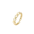 Adjustable gold chain ring featuring four white enamel stars for a minimalist women look - White Star