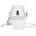 Borsa a tracolla bara gotica bianca con stemma teschio e borchie d'argento - Stile Teschio Bianco
