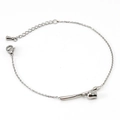 Minimalist silver stainless steel flower pendant bracelet with adjustable chain for women - Steel Color