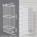 White metal wire tissue holder for pegboard with dimensions 215x78x55mm and hooks - Small Tissue Hanging Basket - White