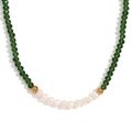 Collier fait main avec cristaux facettés vert émeraude et perles d'eau douce blanches - Vert Émeraude Transparent