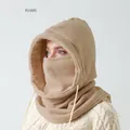 Θερμική κουκούλα fleece σε χακί χρώμα με ενσωματωμένο περιλαίμιο και μάσκα προσώπου - Ένα μέγεθος / DT109-Χακί (Double Layer Polar Fleece)