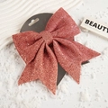 Sparkly pink glitter Christmas bow decoration for trees and festive DIY crafts - Pink (ai-Extra Small)