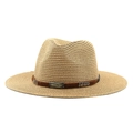 Chapeau de cowboy classique en paille marron clair avec boucle en métal vintage - M (56-58cm) / Kaki
