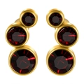 Clous d'oreilles dorés en acier inoxydable avec trois cristaux rouges dégradés - 16G-6mm-Oreille Gauche / Base Or - Zircon Rouge