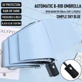 Sky blue automatic folding umbrella with 8 ribs and black UV protective coating - 8-Rib Automatic / Serene Blue