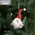 Hand-painted metal gnome ornament with white beard and green tree for Christmas tree - Style F / Red Gnome