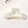 Macro detail of a hollow trapezoid iridescent pearl white hair claw clip for women - Jelly AB Fishtail Hair Claw