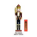38cm wooden nutcracker king in red and blue uniform with gold scepter and gift box - Pearlescent Scepter King