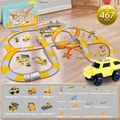 467 PCS construction race track set with yellow electric trucks and diverse accessories - ETC460 Engineering Track Car (English Box 467 PCS)