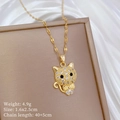 Detailed view of leopard head pendant with white zircons and dimensions 1.6x2.5cm - Gold
