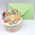 3D pop-up birthday card with fairy, unicorn, and castle design and green envelope - Unicorn Cake