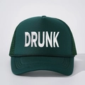 Cappellino trucker verde scuro con ricamo DRUNK bianco e rete traspirante - Taglia unica / Verde Scuro