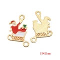Christmas Santa Claus sleigh alloy pendant with red and white oil drip finish, 15x21mm - Santa Sleigh (A3-091)