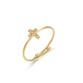 Close-up of 18K gold-plated adjustable ring featuring a cross charm with white zircons - Zircon Cross / Adjustable Open