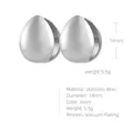 Polished silver stainless steel large teardrop earrings with a minimalist 14mm waterdrop design - Teardrop / Silver