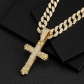 Hip hop gouden Cuban chain ketting met een met strass ingelegde kruishanger voor heren - Gouden enkele hanger (geen ketting)