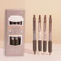 4-piece coffee themed 0.5mm retractable black gel pen set with soft comfort grip - Light Coffee Soft Grip [4-pack]