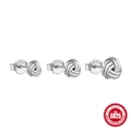 Three-pair set of minimalist S925 sterling silver love knot stud earrings in varying sizes - 925 Sterling Silver/Zirconia / Style #8 White Gold - Set of 3 / White Gold