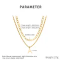 Detail view of gold stainless steel double layer Figaro and rope chain necklace with A pendant - Gold (KN292215-Z)