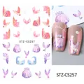 Mermaid nail art stickers with seashell and fish tail patterns in iridescent pink and blue - STZ-CS257 Mermaid Shell