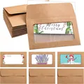 Vintage kraft paper envelopes with heart closure and transparent window for DIY cards - 10*6CM Window Envelope / Kraft Paper
