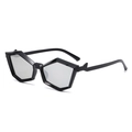 Black geometric polygon sunglasses for women with UV protection and grey lenses - Black Frame Silver Lens