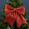 Grote rode glitterstrik hangend aan een kerstboom voor feestelijke decoraties - Kleine Stijl / Rood