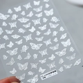 Self-adhesive 5D embossed white butterfly nail art stickers model TS-1290 with 3D texture - Dreamy Butterfly - New Embossed (TS-1290)