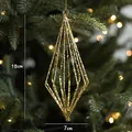 Golden glitter lantern Christmas ornament for tree decoration, 18cm height and 7cm width - Gold Rhombus Ornament