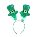 Serre-tête Saint-Patrick avec mini-chapeaux verts, plumes et sequins brillants - Serre-tête Chapeau à Paillettes et Plumes