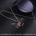 Stranger Things guitar pendant necklace in silver alloy with red logo on black base - Guitar No.38 + 70cm Steel Chain