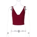 Sexy red V-neck slimming corset camisole for women in vibrant red with shaping lines - S / Burgundy