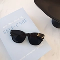 Classic black oversized kids sunglasses with silver studs and dark tinted lenses - Black