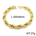 Bracelet gourmette torsadé en acier inoxydable plaqué or 18 carats, largeur 8mm - Style de corde torsadée dorée (KB144919-Z) / Doré