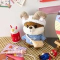 Cute plush Shiba Inu dog crossbody bag wearing blue sweater and white horn hat - Full Set With Accessories / Blue