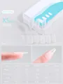 Thin almond press-on nail tips, XS size, 100 piece box with detailed size chart - Almond (Size XS)