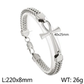 Bracciale a doppia catena in acciaio inossidabile argento con croce egizia Ankh - Color Acciaio