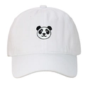 Classic white baseball cap featuring a detailed panda face embroidery on a cotton twill fabric - White