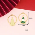 Detailed size view of Christmas tree alloy pendants with green enamel, 22mm by 28mm - 9 Green Ground Christmas Tree Ring