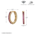 Detailed view of gold S925 sterling silver hoop earrings with pink 5A cubic zirconia - 925 Silver Gold Plated - Red