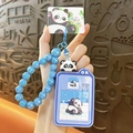 Schattige blauwe panda puzzel sleutelhanger met kralenband en mini hand-held spelcomputer - Panda Schuifpuzzel / Blauw