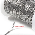Catena cubana NK in acciaio inossidabile 304 argento 3mm per bijoux fai-da-te - Colore Acciaio-3mm