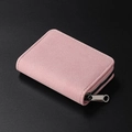 Pink matte suede card holder wallet with large capacity and secure zipper closure - 9 Card Slots / Matte Pink