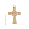 Detail view of a purple enamel cross pendant with rhinestones and technical dimensions - Purple Cross